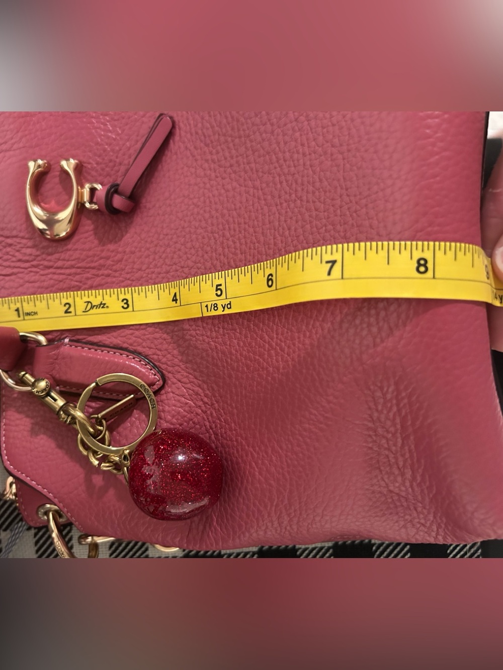 Coach Remi Dusty Pink Pebbled Leather Satchel Gold Hardware & Coach Apple Charm - Picture 11 of 13